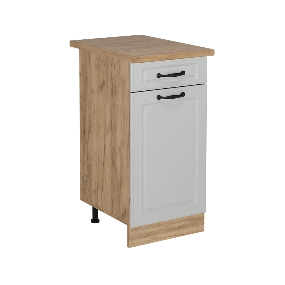 Vicco Mobiletto base per cucina Bianco casa di campagna 40 cm , PL Rovere