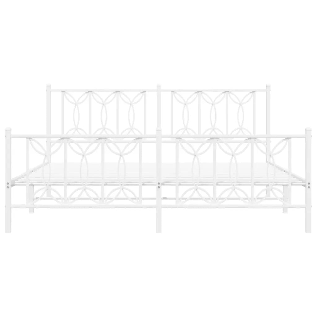 Giroletto con Testiera e Pediera Metallo Bianco 183x213 cm 376200