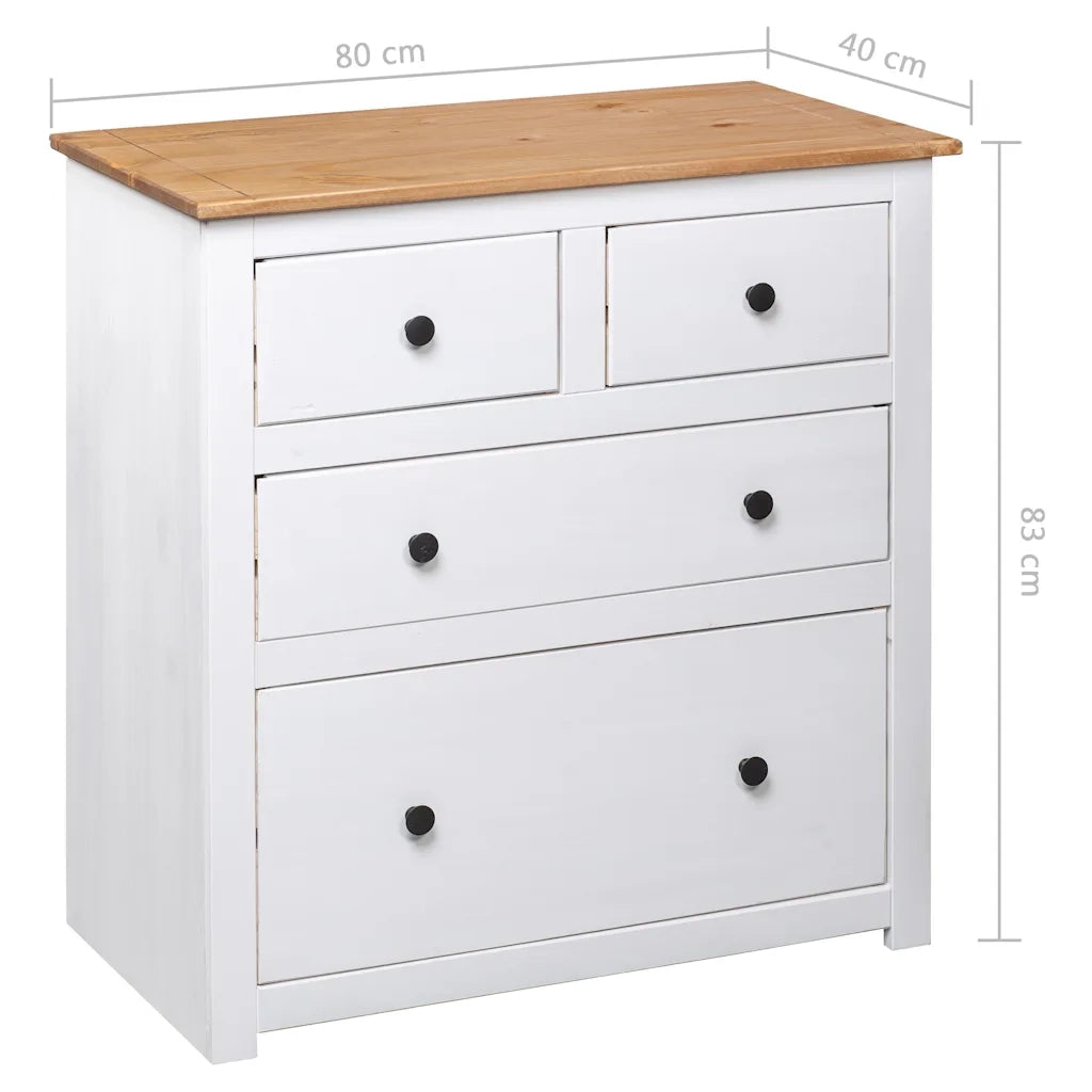 Credenza-Buffet-Armadio da cucina Bianca 80x40x83 cm in Legno Massello di Pino Panama