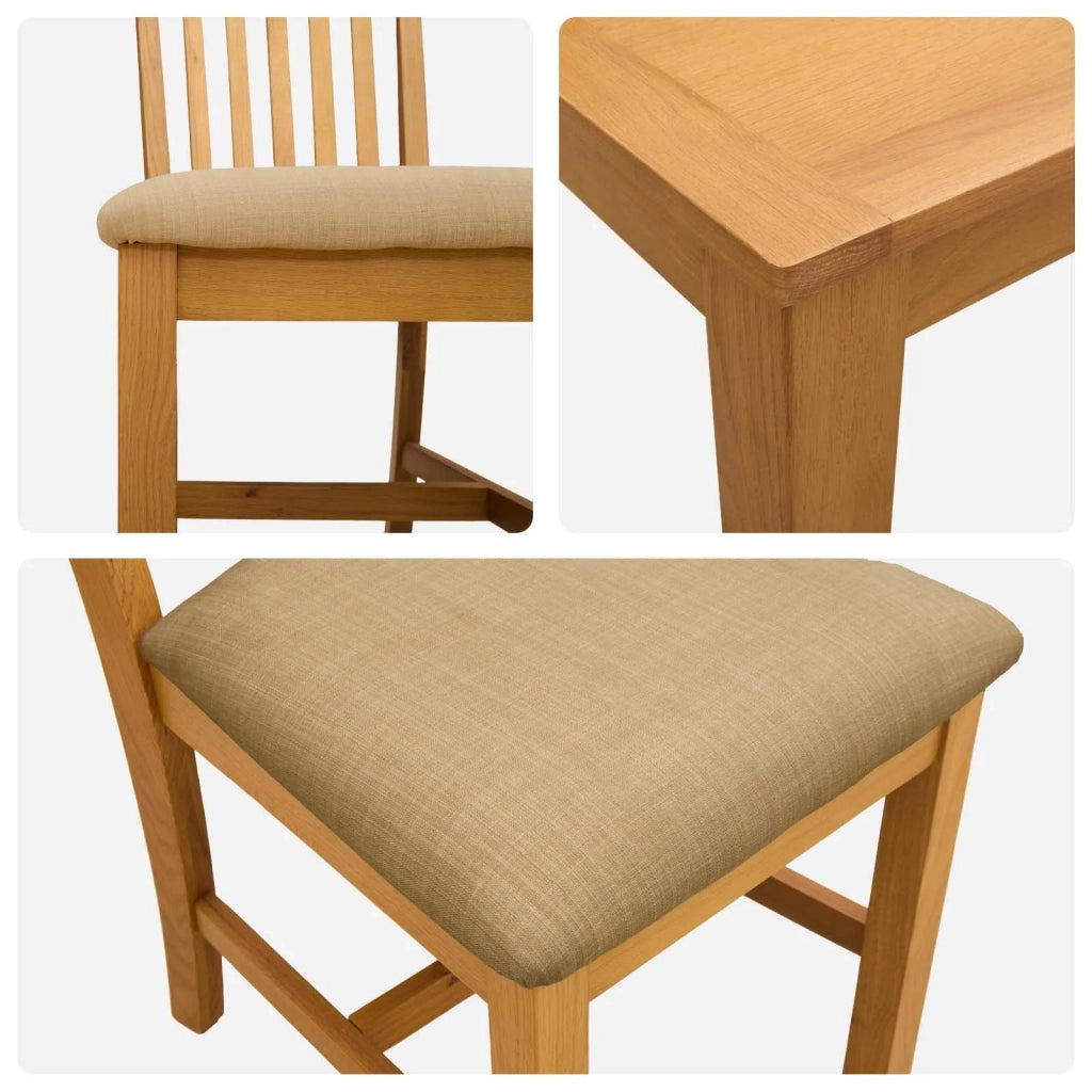 Set da pranzo 5 pz Beige Legno di Quercia Massello 3430357