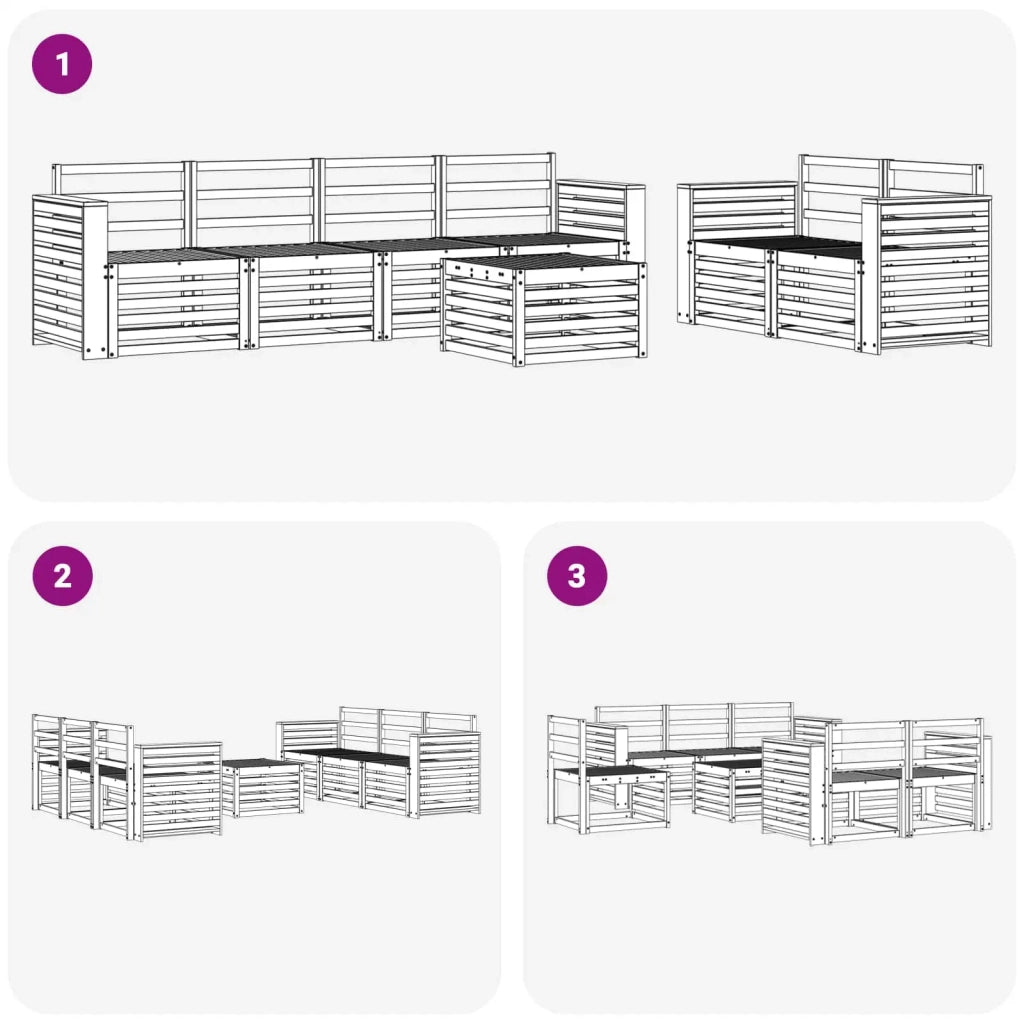 Set di divani da esterno 7 pcs Bianco Legno di Acacia Massello 3391439