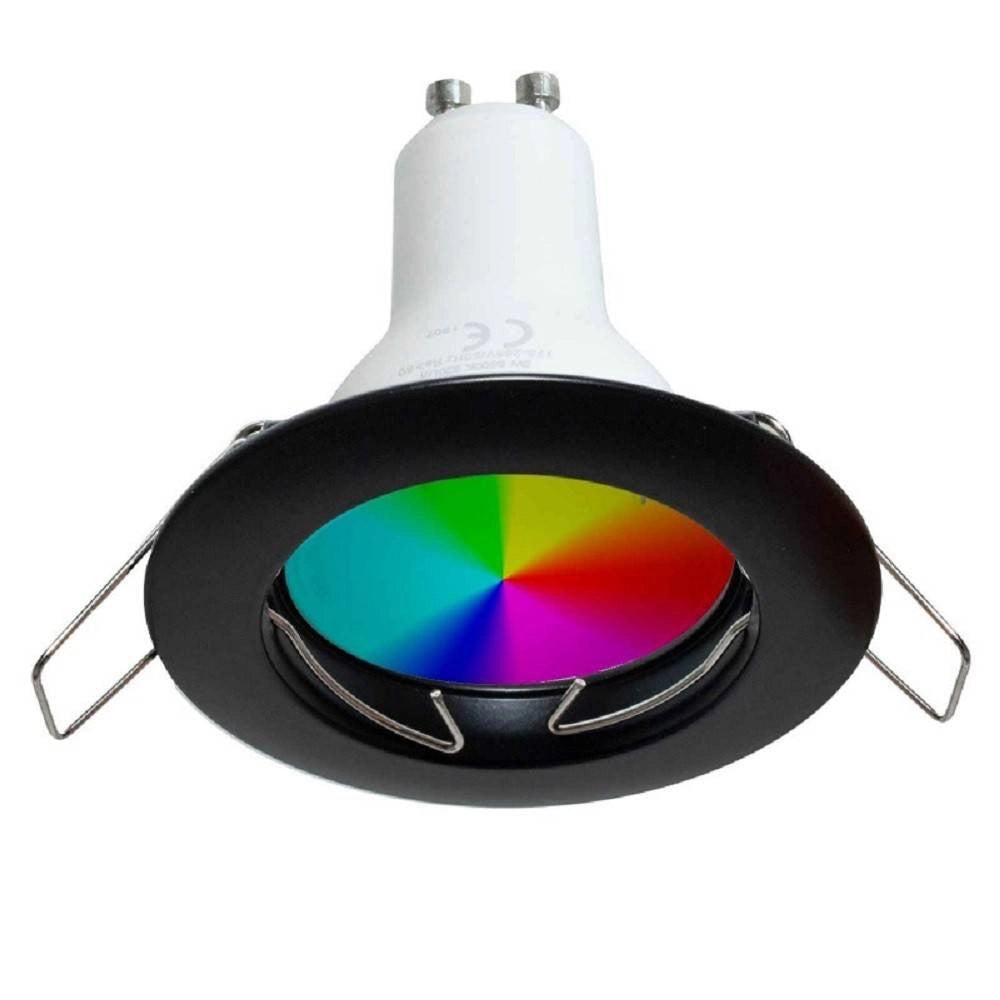 Trade Shop - Faretto Led 6w Incasso 6 Cm Tondo Rgb+6000k Rgbw Gu10 Effetti Luce Colorata 230v - Nero