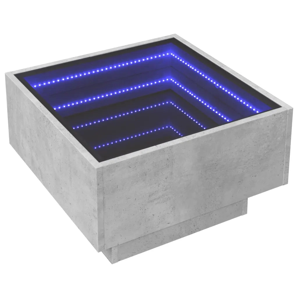 Tavolino salotto | Tavolino da caff¨¨ | Tavolino da Soggiorno con LED Grigio Cemento 50x50x30 cm Multistrato