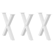 Gambe per tavolo da pranzo a forma di X 3 pz bianche 70x(72-73) cm in acciaio