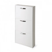 Scarpiera Slim Bianco Frassinato in legno nobilitato 3 ribalte cm 108x65x15