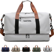 Zak da bagno con tasca per scarpe e tasca umida - valigetta da viaggio pieghevole per donne - borsa da spalla per viaggi notturni sport scuola yoga - Grigio - Duffle da viaggio