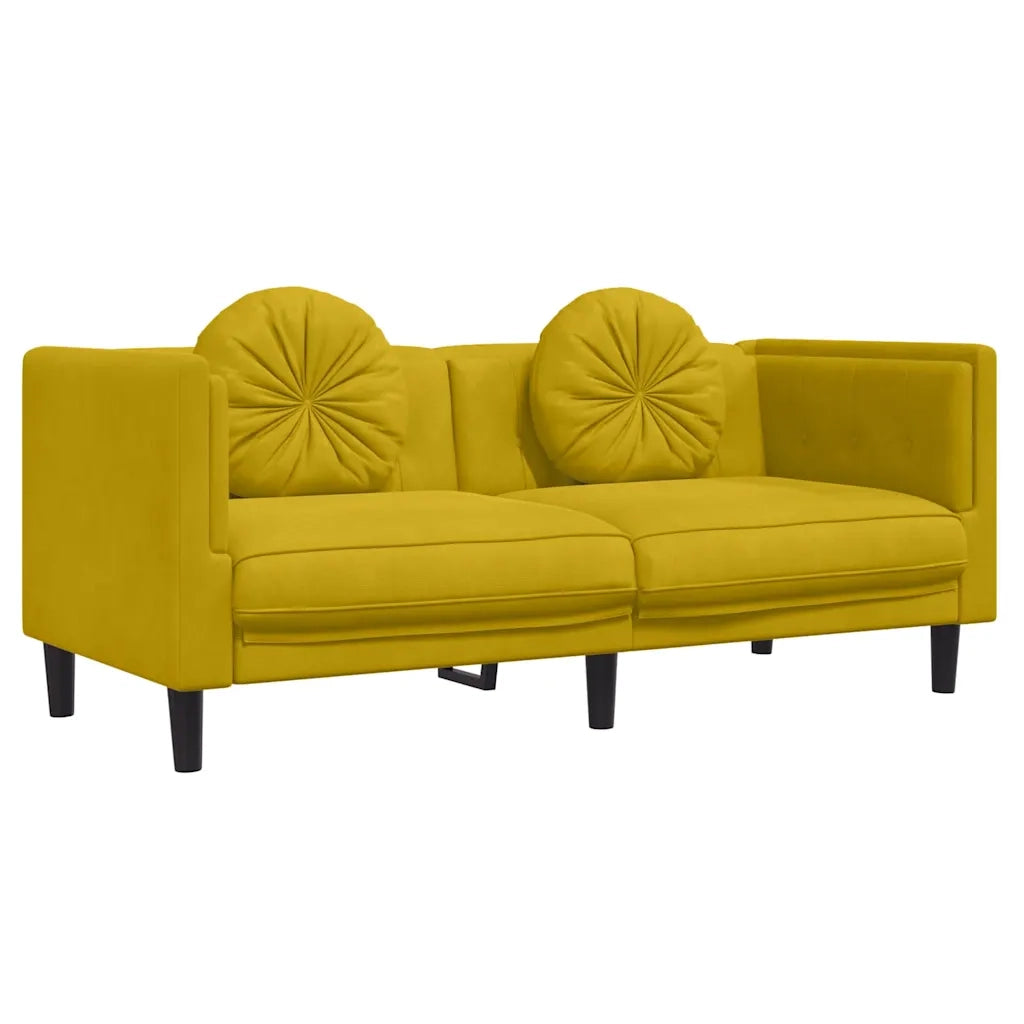Set di Divani 3 pz con Cuscini Giallo in Velluto 3209253