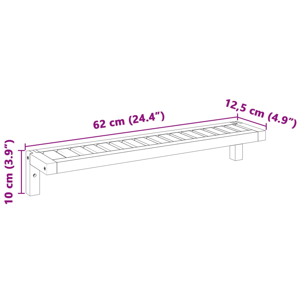 Rete da Parete 62x10x12,5 cm in Legno Massello Noce