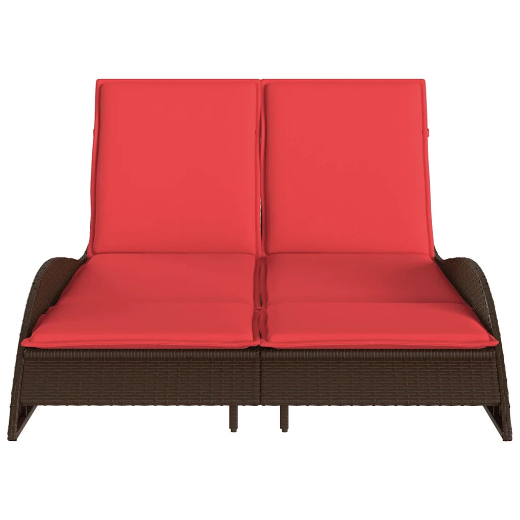 Lettino Prendisole con Cuscini Marrone 114x205x73 cm in Polyrattan 368294