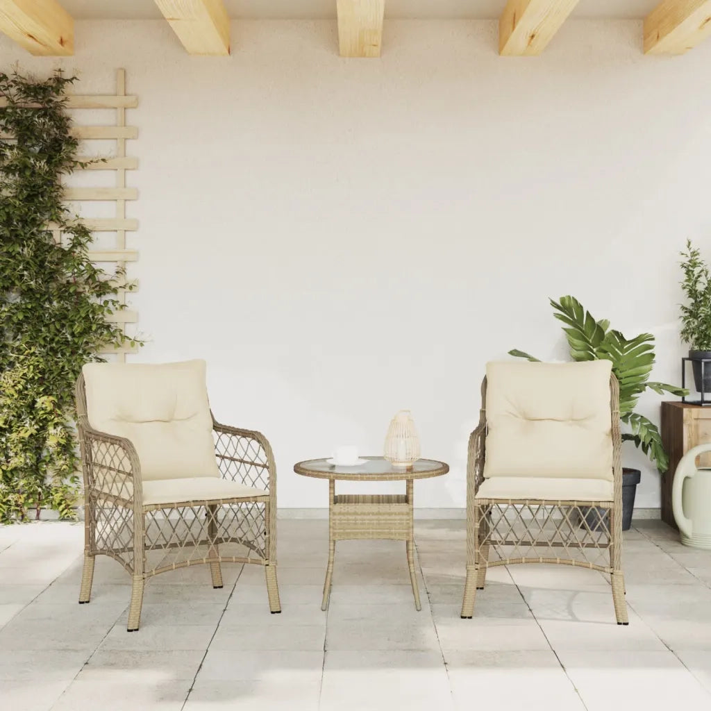 Sedie da Giardino con Cuscini 2 pz | Sedie da Esterno Beige in Polyrattan