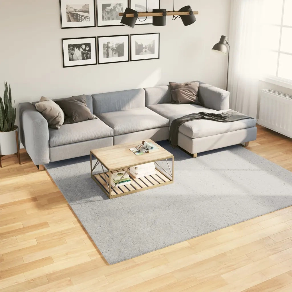 Tappeto a Pelo Corto HUARTE Morbido e Lavabile Grigio 240x240cm 375082