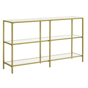 Consolle mobile da ingresso ripiano a 3 ripiani in vetro temperato 130 x 30 x 73 cm struttura in metallo stile moderno per ingresso soggiorno camera da letto oro 12_0007507
