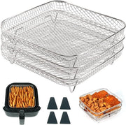 Accessori per Air Fryer - Racks con 3 strati e 4 gambe - Stivellabili - 304 Acciaio Inox - Accessori per Air Fryer - Mandrino per Air Fryer - Accessori per Air Fryer - Adattabile per Air Fryer con capacità 5,7L