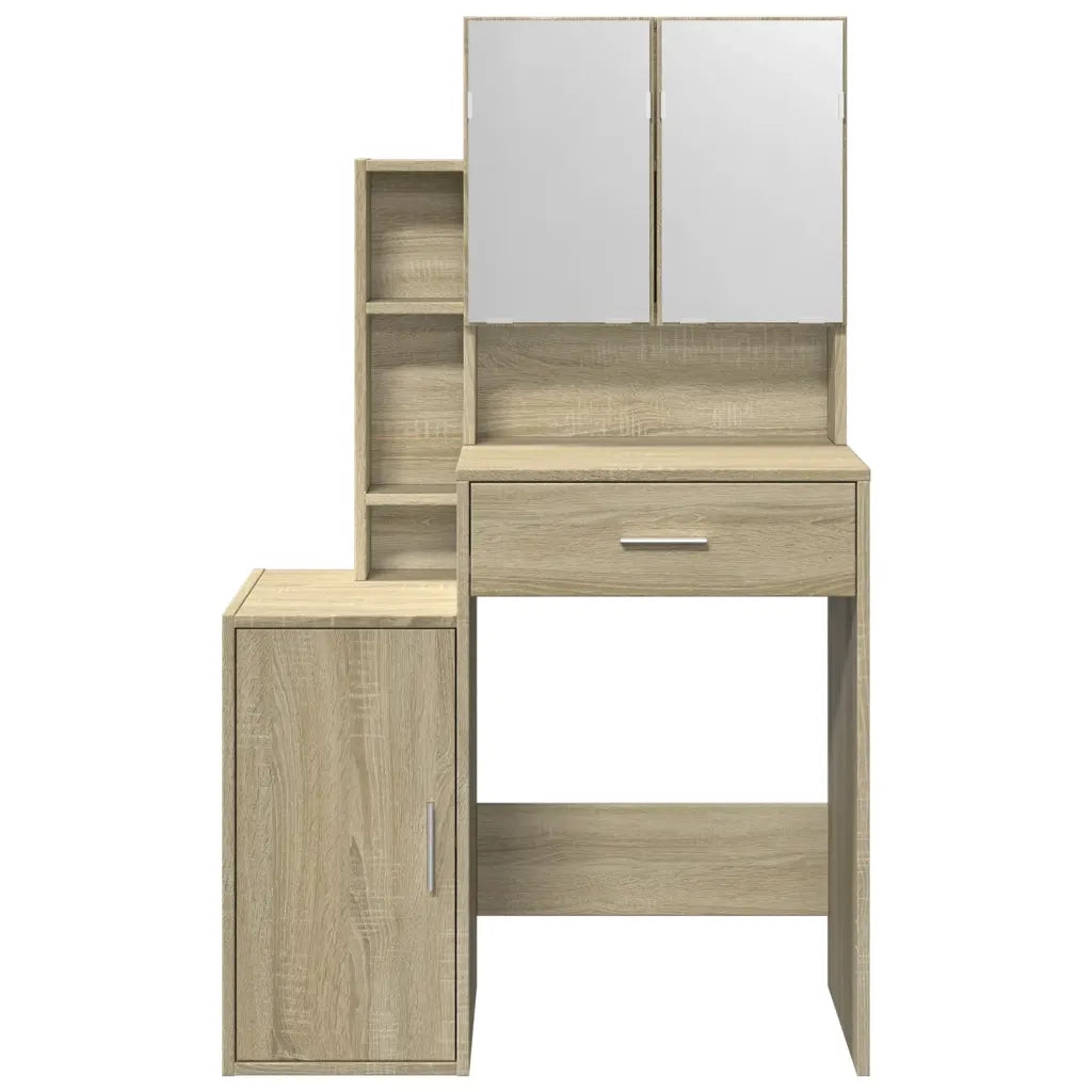 Toeletta | Tavolo da Trucco con Armadietto Rovere Sonoma 80x35x132 cm