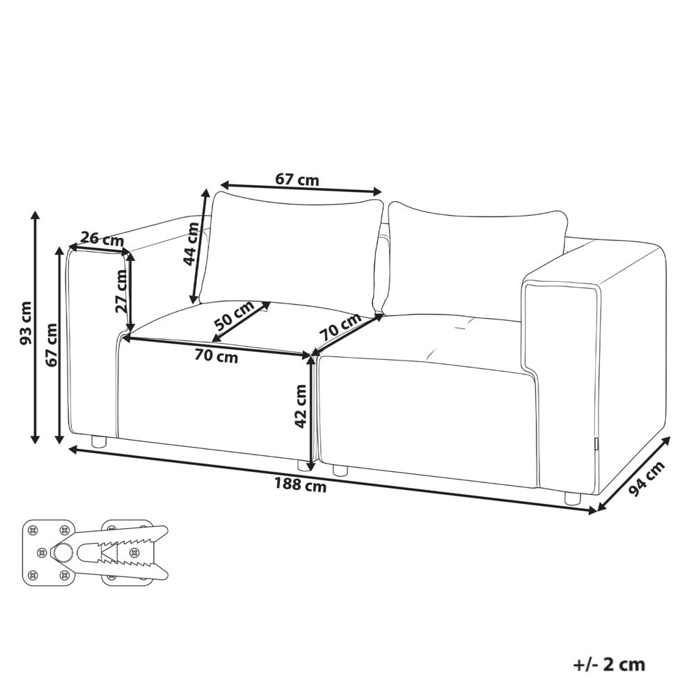Divano modulare a 2 posti Divano componibile in bouclé beige in due sezioni Stile moderno e minimalista