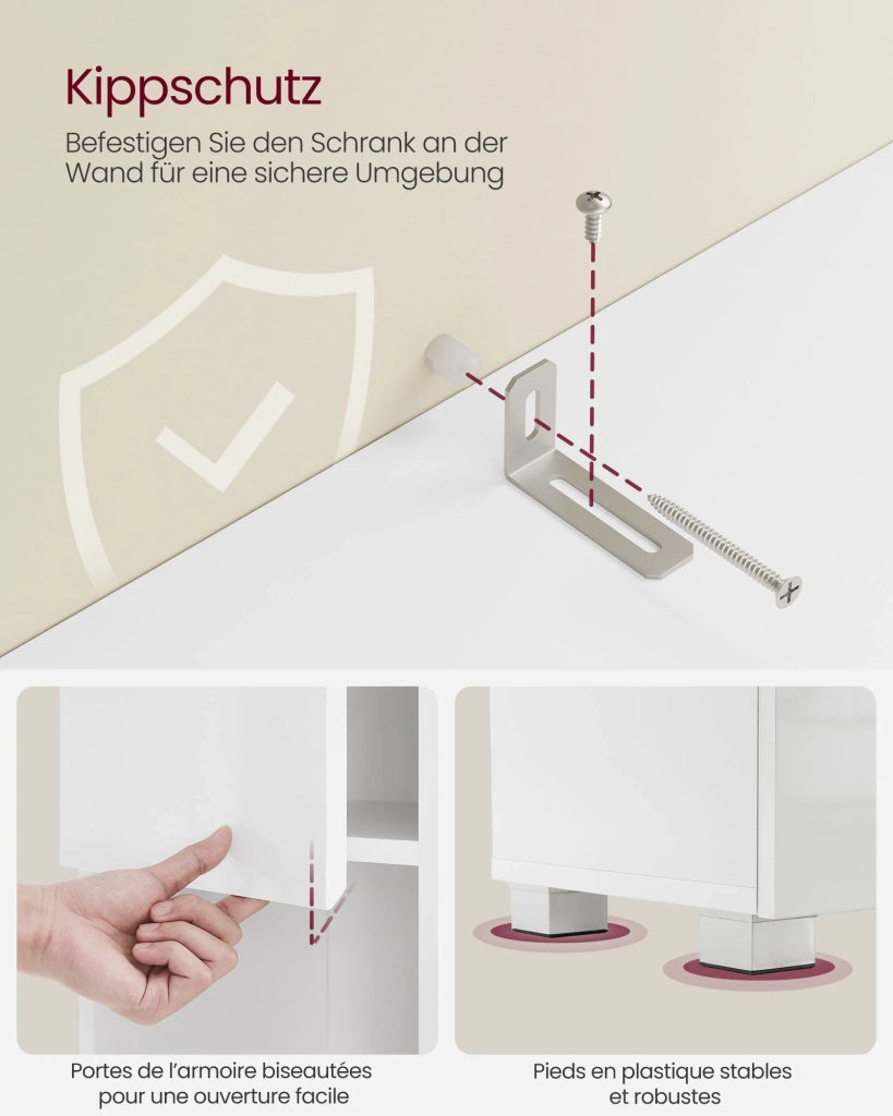 Mobiletto da bagno mobile contenitore colonna con cassetto ripiani regolabili scomparti 30 x 30 x 170 cm bianco 12_0004018