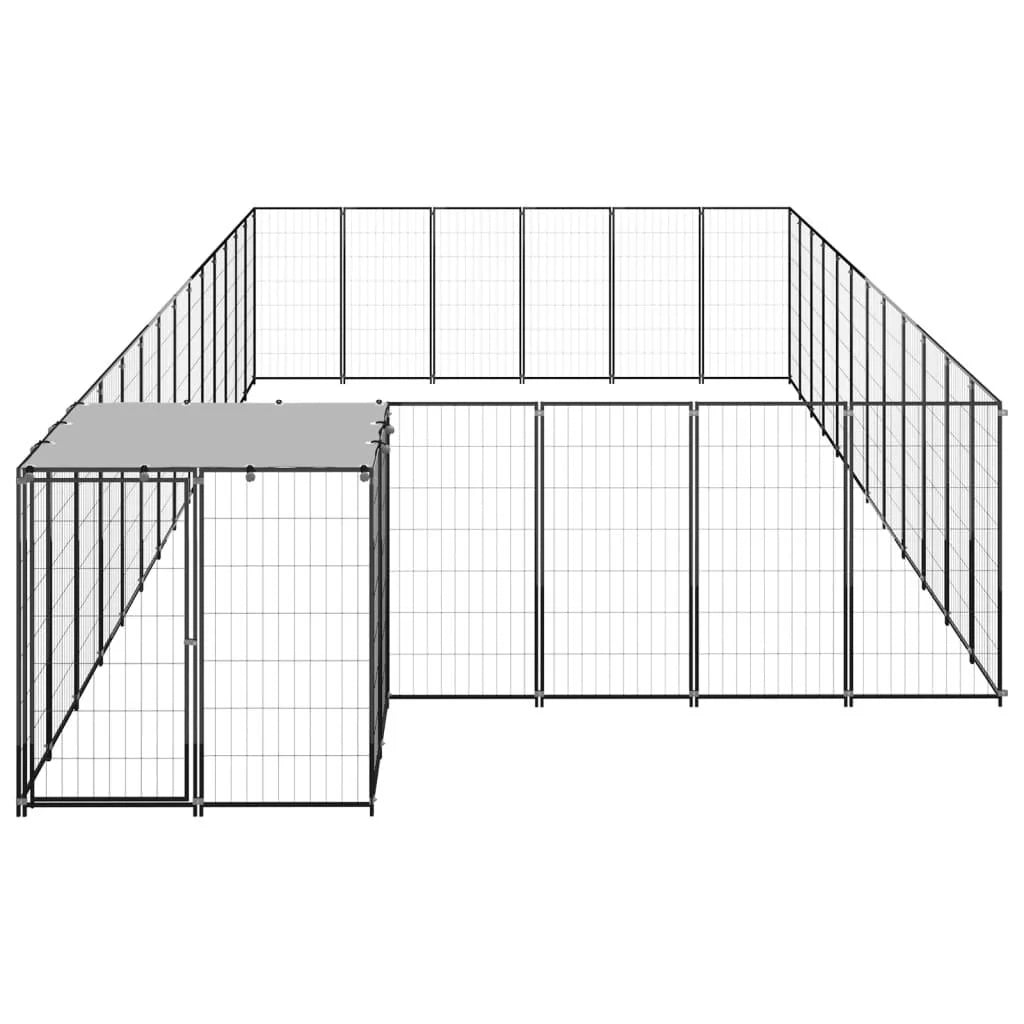 Recinto per animali da esterno per cani 22,99 m² acciaio nero 02_0000510