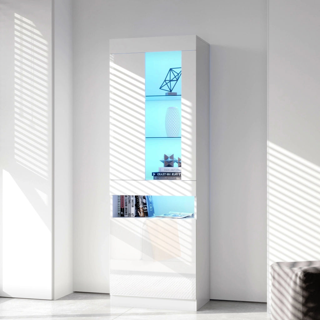 Vetrina con LED ¨C Xylo ¨C Bianco, Legno, Soggiorno