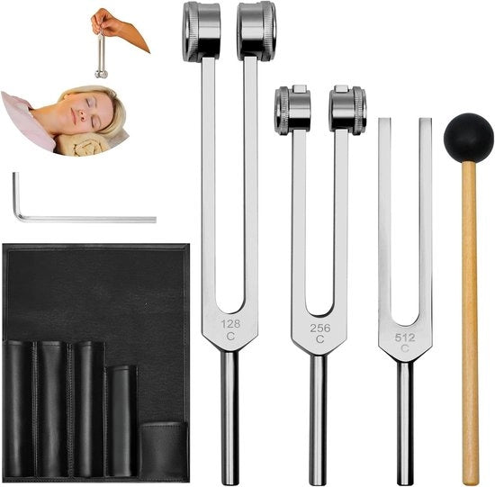 Strumenti di Risonanza Emotiva (128Hz, 256Hz, 512Hz) - Set di Strumenti di Risonanza con Rifrangente, Strumenti di Risonanza per Yoga Essenziale/Chakra/Terapia del Suono/Meditazione per Principianti