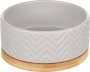Antislip Bicchiere per Cani 990 ml - Bicchiere in Ceramica Geammatata con Standard di Bambù - 16 cm x 6 cm x 7 cm