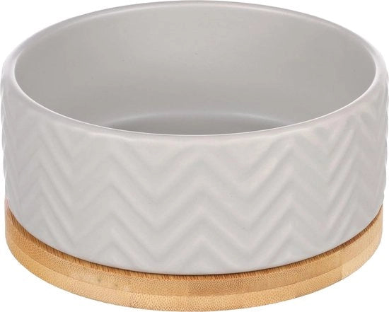 Antislip Bicchiere per Cani 990 ml - Bicchiere in Ceramica Geammatata con Standard di Bambù - 16 cm x 6 cm x 7 cm