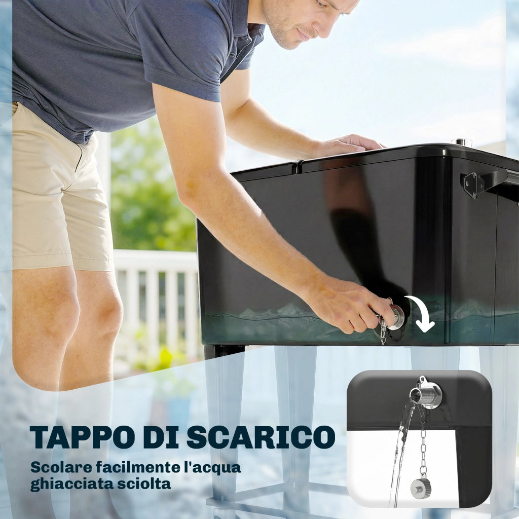 Carrello Frigo  91x39x84,5 cm Capacità 76L con Ripiano Apribottiglie e Raccoglitore Tappi in Plastica e Acciaio Nero