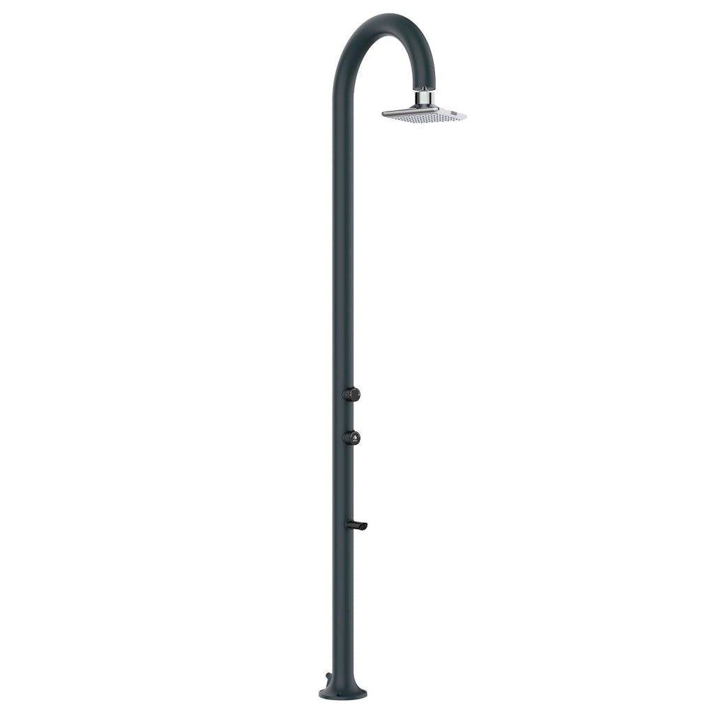Doccia da Giardino in Alluminio Soffione LED Quadrato con Termometro LCD Sined Luna Alu Grigio