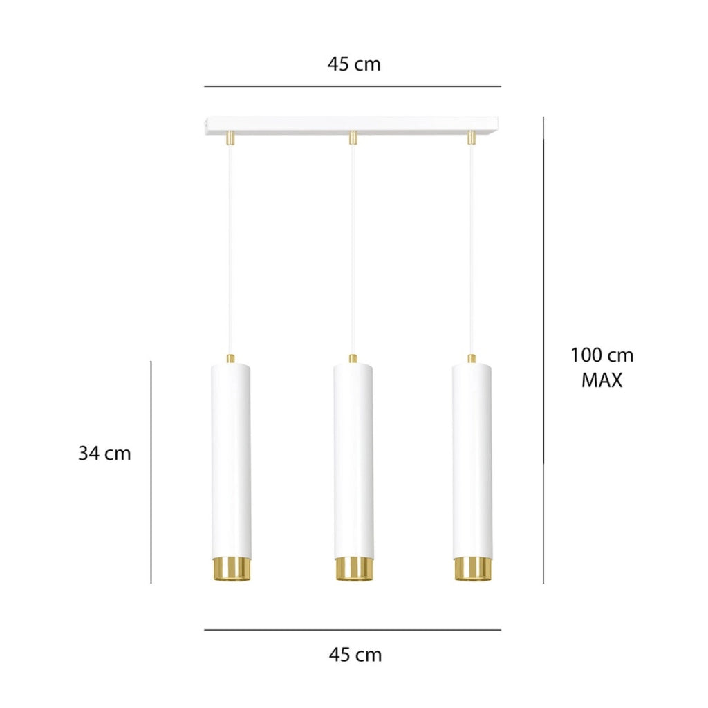 Lampada a sospensione KIBO in acciaio bianco e oro