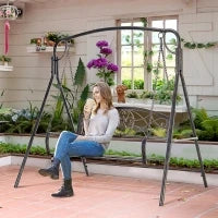 Panca a Dondolo da Giardino a 2 Posti, Design Vintage, 167 cm x 123 cm x 175 cm, Ottone