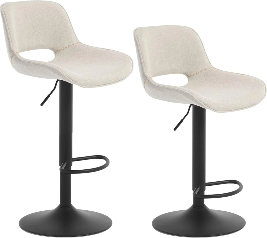 Set di 2 Sgabelli da Cucina, Sedie da Bar in PU, Sgabelli Altezza Regolabile, con Schienale, Seduta Imbottita Girevole a 360°, per Bistrot, Pub, Base in Metallo, Marrone