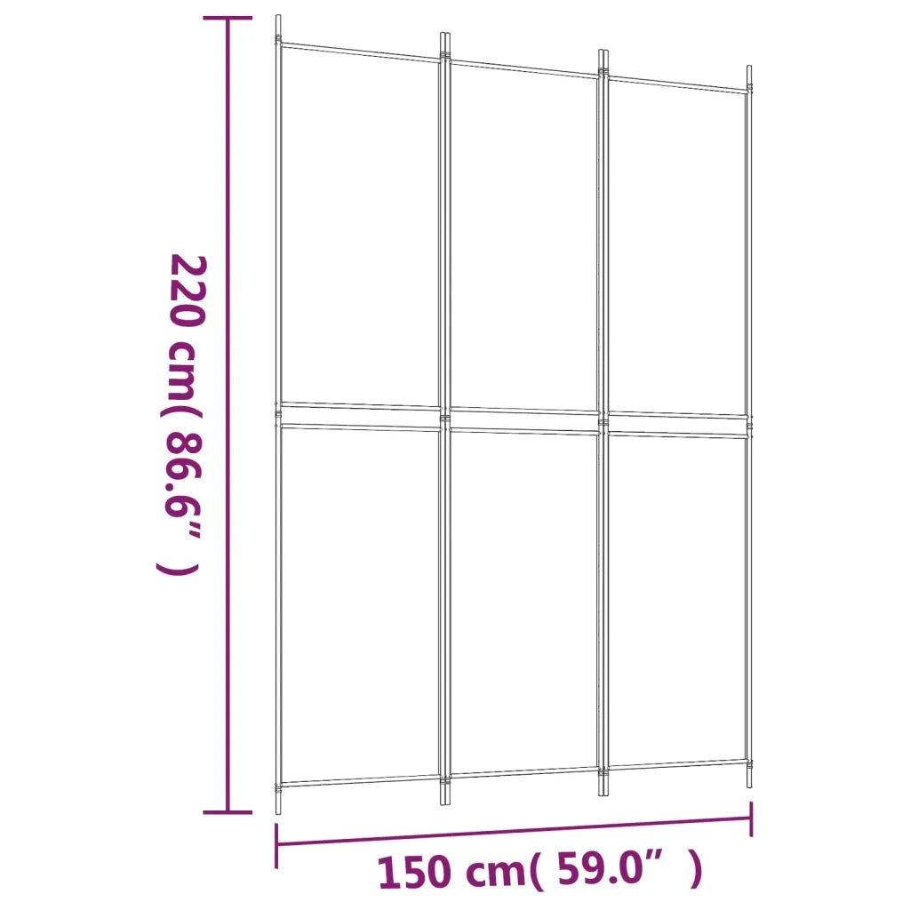 Divisorio a 3 Pannelli bianco 150x220 cm in Tessuto 350242