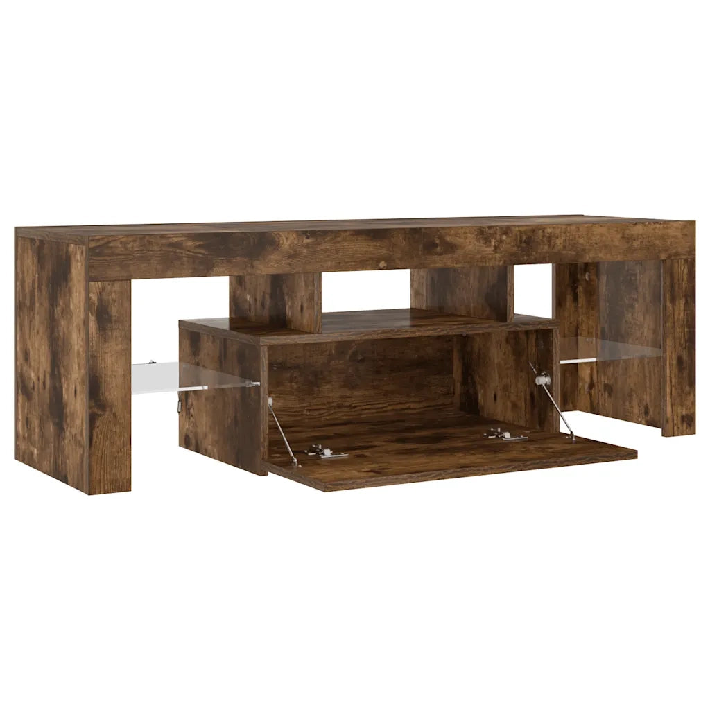 Mobile Porta TV con Luci LED Rovere Fumo 120x35x40 cm 815666