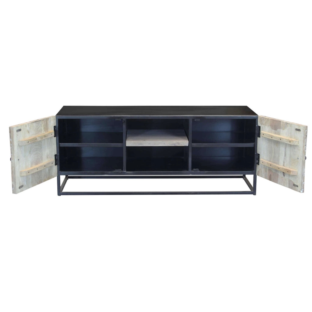 Porta tv per soggiorno Industrial in Legno Metallo cm 140x46x56 - WILFORD