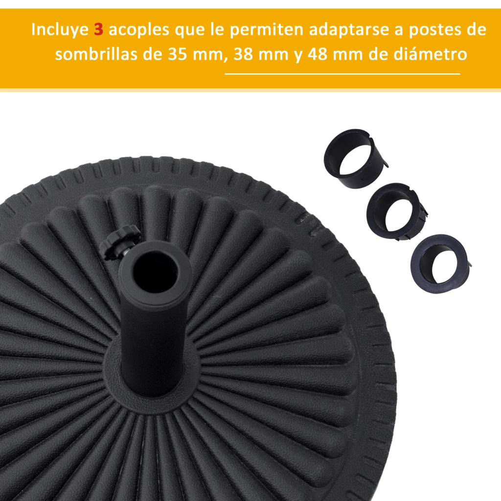 Base per Ombrellone da Giardino ¨C zephmum ¨C Nero 14 kg ?49x32 cm per 35/38/48 mm