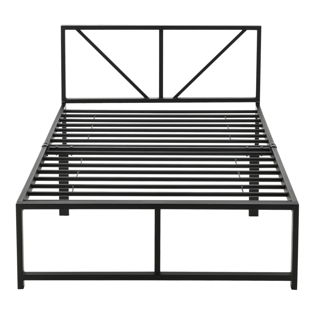 Letto in Metallo con Materasso a Schiuma Fredda 90 x 200 cm Letto Singolo con Testiera Decorativa Letto in Stile Classico/Moderno - Nero
