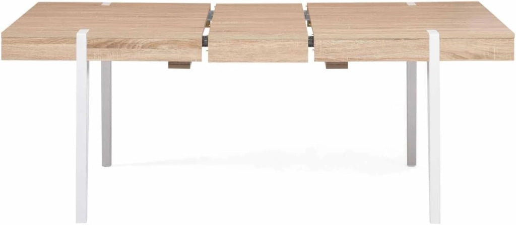 AUSTRIA Tavolo da pranzo rettangolare allungabile per 6-10 persone con gambe a spillo bianche 160-200 cm