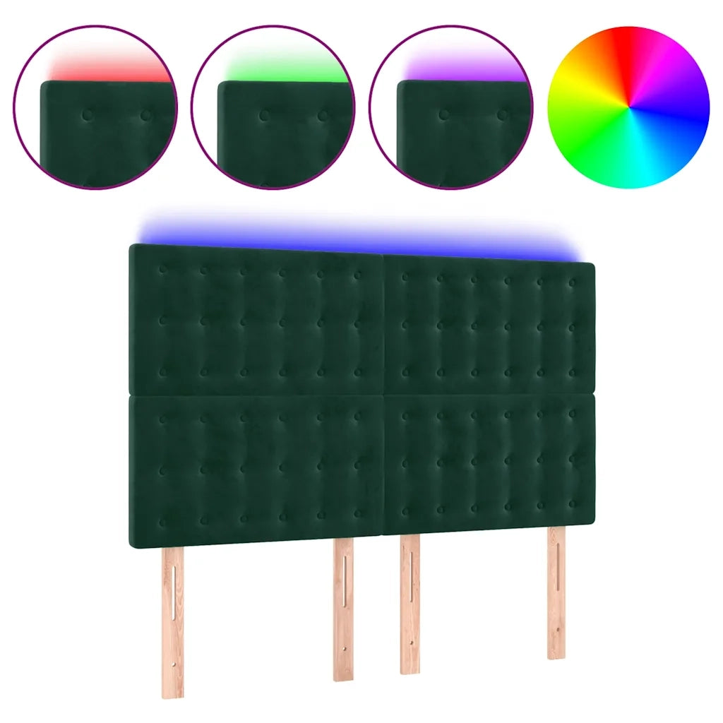 Testiera a LED Verde Scuro 144x5x118/128cm in Vellutocod mxl 121741