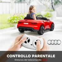 Macchina Elettrica per Bambini 5 Anni max Licenza Audi con Pulsanti, Cinture e Fari, 103x58x41 cm, Rossa e Nera