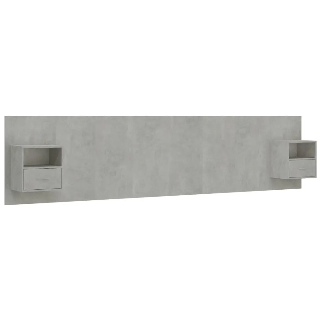 Testiera Letto con Comodini in Legno Multistrato Grigio Cemento 3115767