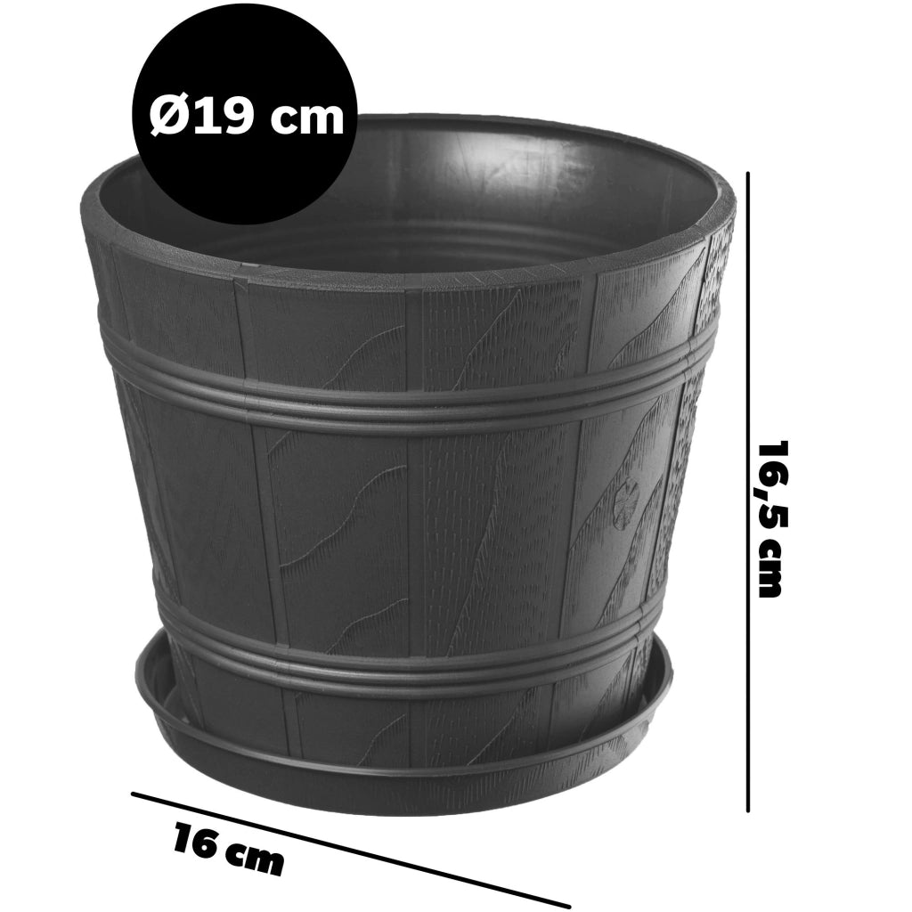 Vaso da fiori KADAX con supporto, coperchio rotondo, 19 cm, plastica, grafite