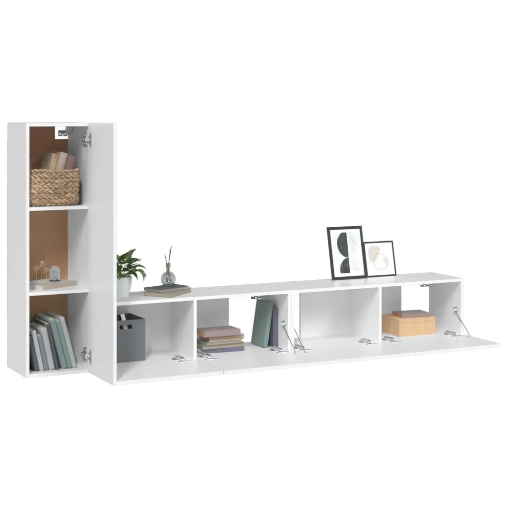 Set Mobili Porta TV 3 pz Bianco in Legno Multistrato 3114318