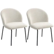 Set di 2 sedie da pranzo in velluto a coste, con piedi in acciaio, 56x58x78cm, Crema
