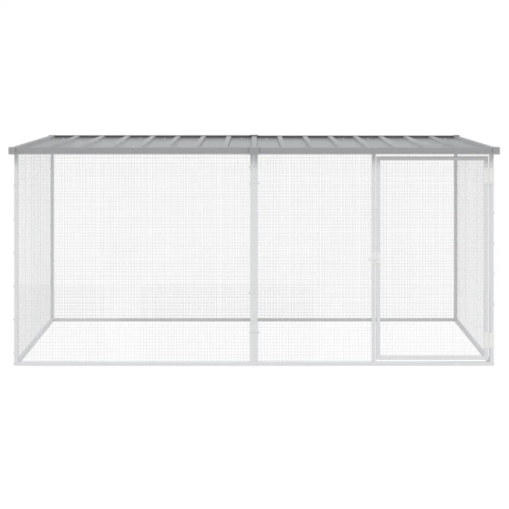 Gabbia per polli con tetto grigio chiaro 203x98x90 cm in acciaio zincato 3189054