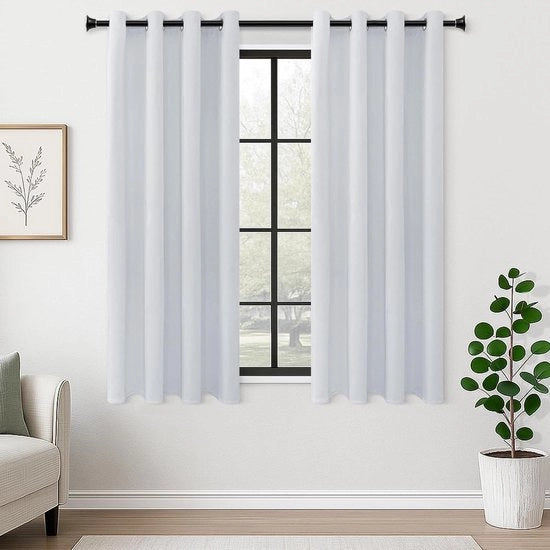 Gordini di oscuramento per camera da letto con 63 punti di luce - 2 pannelli - bianco grigiastro - 140 x 160 cm - tenda termica per salotto - tessuto morbido - trattamenti per finestre sicuri per bambini