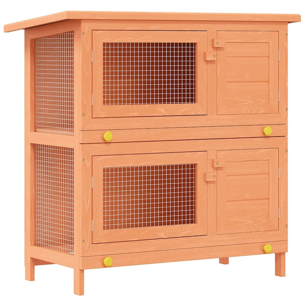 Conigliera all'Aperto Gabbia Piccoli Animali 4 Porte Legno 170159