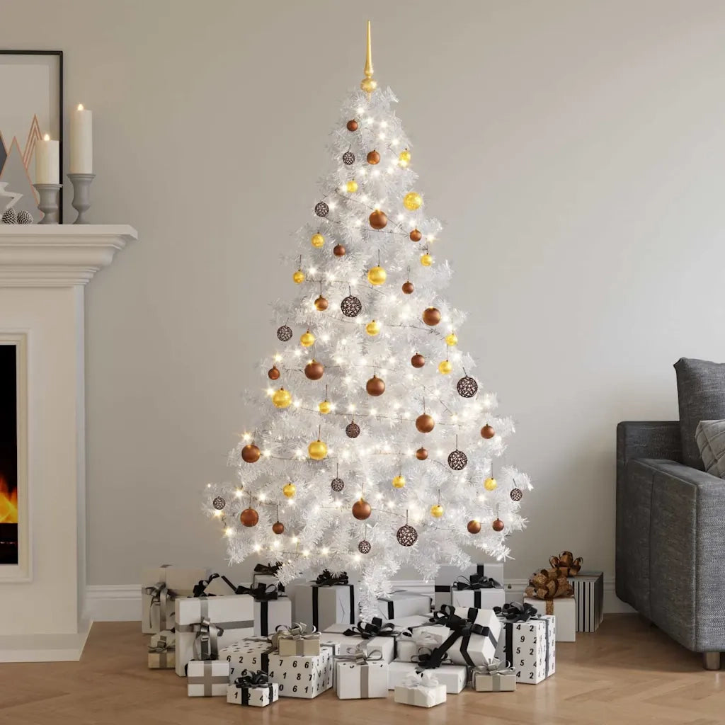 Albero di Natale Preilluminato con Palline Bianco 180 cm PVC 3077541