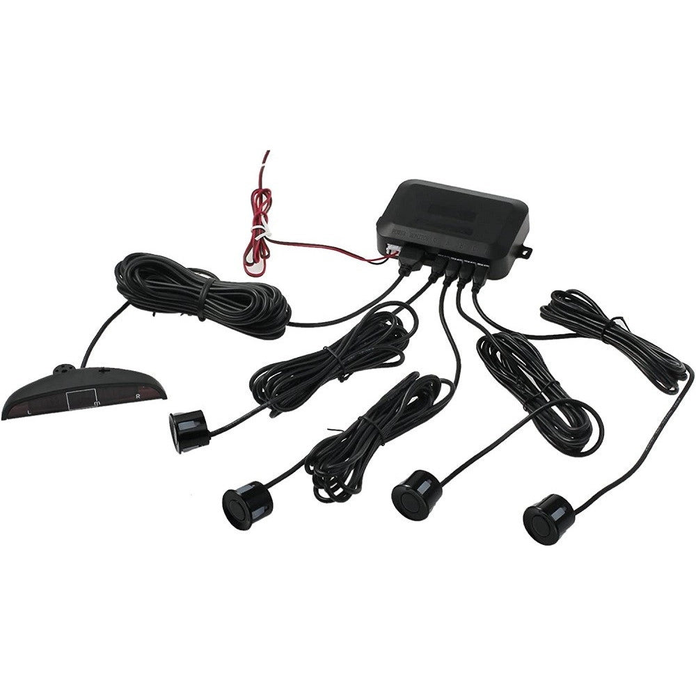 Trade Shop - Kit 4 Sensore Di Parcheggio Con Display Led Auto Sensore Posteriore Allarme Nero -