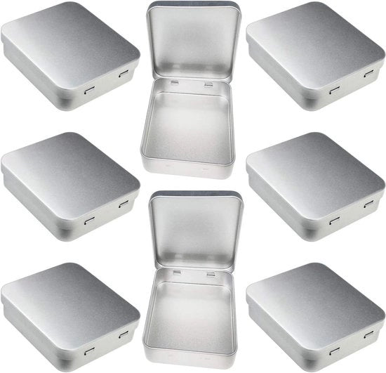 Set di contenitori di conservazione in metallo leggero per dolci e regali - Set di 8 pezzi - Argento - 93 x 83 x 25 mm