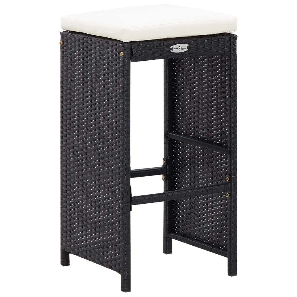 Set Bar da Giardino 9 z pz in Polyrattan Nero 49569