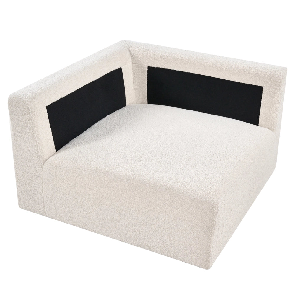 Divano angolare a 1 posto Modulo in tessuto bouclè bianco sporco lato sinistro stile moderno